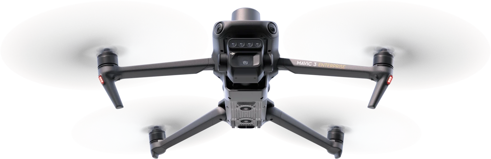 Drone DJI Mavic 3 Multispectral em voo, com hélices em movimento