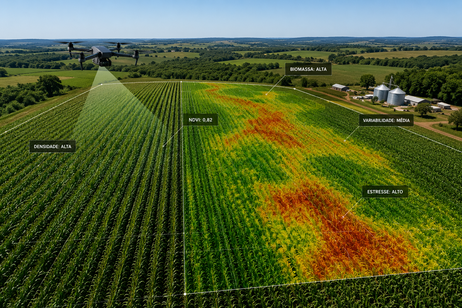 Mapeamento de Lavoura de Milho com Drone: RGB, Multiespectral e NDVI
